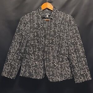 ⚫️⚪️Nine West Black & White Collarless Blazer Jacket Women's Size 8